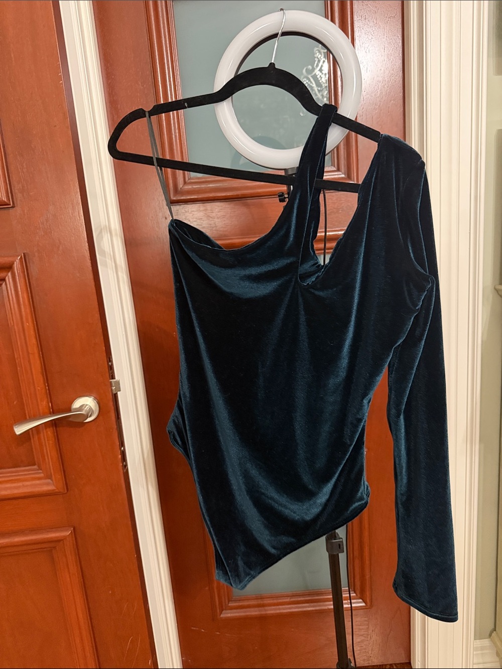 Velvet one shoulder bodysuit